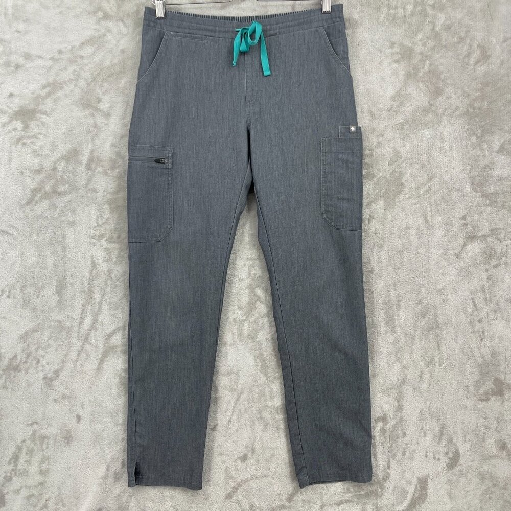FIGS High Waisted Yola Skinny Scrub Pants Graphite Gray Cargo Pockets